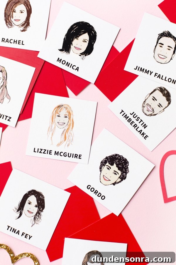 Famous Friend & Couple Memory Game — Free Printable Cards 5 Cards with celebrities on them