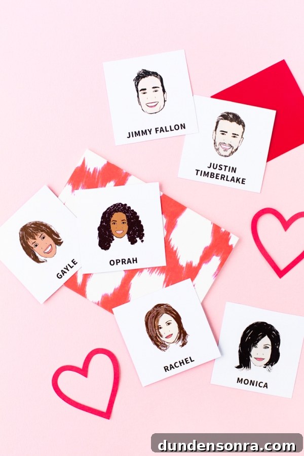 Famous Friend & Couple Memory Game — Free Printable Cards 7 Cards with celebrities on them