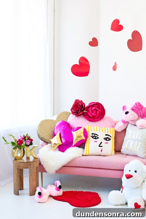 Galentine’s Day Slumber Party Throwback with Free Printables 14 A couch with pillows