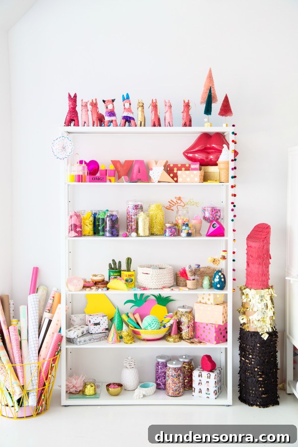 Shelves with colorful decor