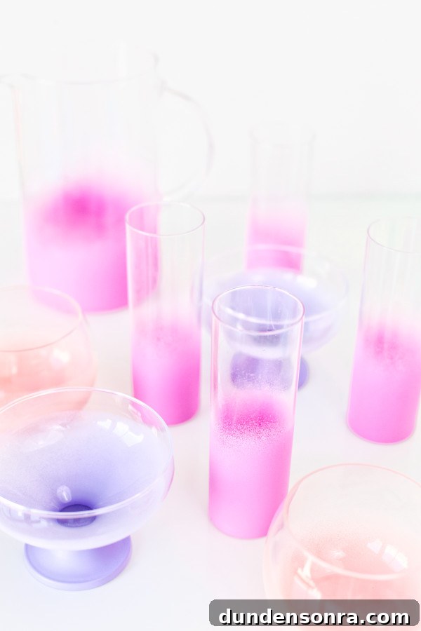 Glasses with pink paint