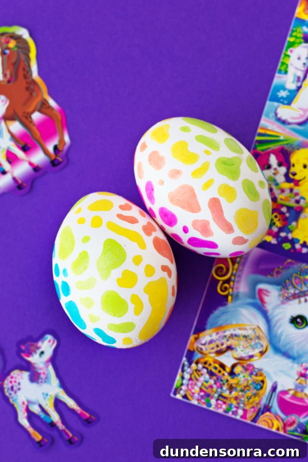 DIY Lisa Frank Easter Eggs: Vintage-Inspired Colorful Egg Ideas 10 Eggs with colorful prints on them