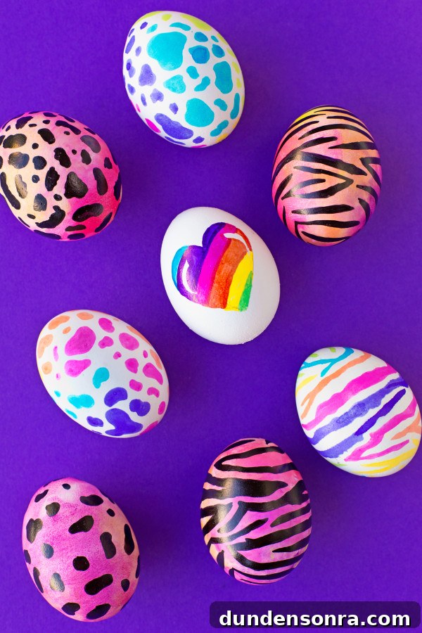 DIY Lisa Frank Easter Eggs: Vintage-Inspired Colorful Egg Ideas 11 Colorful eggs with animal prints on them