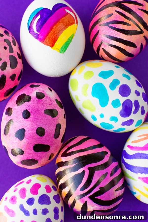 DIY Lisa Frank Easter Eggs: Vintage-Inspired Colorful Egg Ideas 2 Colorful eggs with animal prints