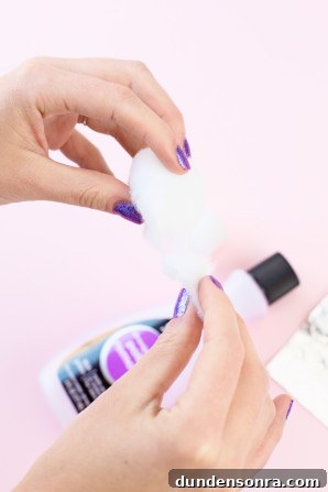 Cotton ball and nail polish remover 