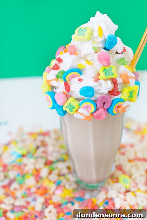 Colorful Rainbow Cereal Milkshake Recipe for Kids and Parties 5 Milkshakes and lucky charms