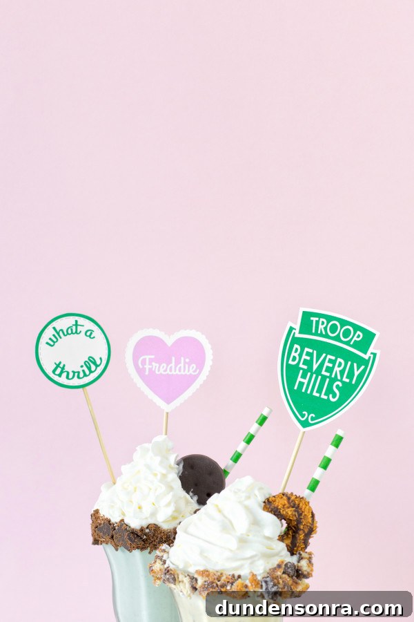 Troop Beverly Hills Girl Scout Cookie Milkshake Recipes 5 Straws and signs