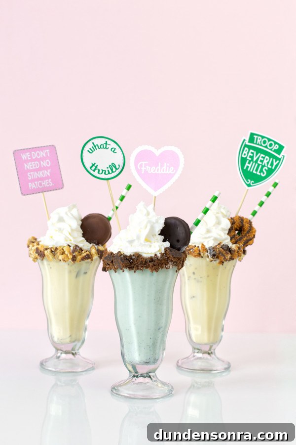 Troop Beverly Hills Girl Scout Cookie Milkshake Recipes 6 Milkshakes and straws