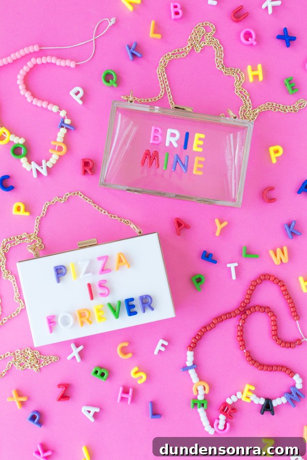 How to Make Graphic Acrylic Purses: Step-by-Step DIY Guide 3 Purses with colorful letters on it