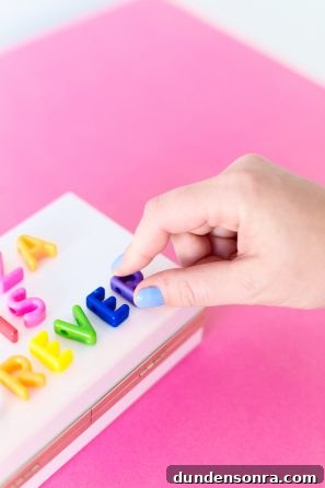 How to Make Graphic Acrylic Purses: Step-by-Step DIY Guide 6 Colorful letters on a box