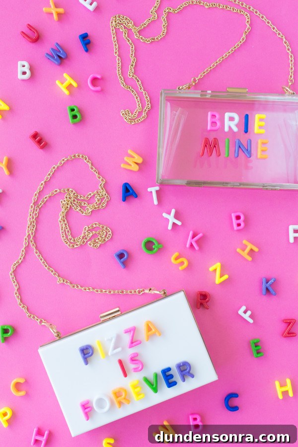 How to Make Graphic Acrylic Purses: Step-by-Step DIY Guide 8 Plastic purse and colorful letters