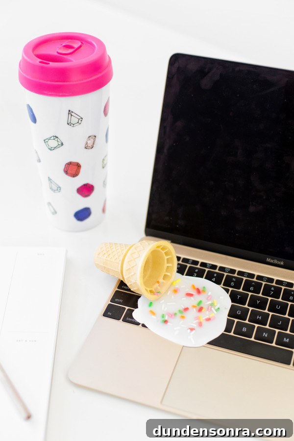 Ice cream and laptop