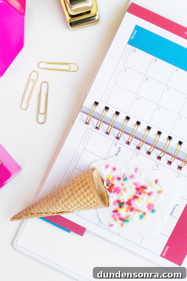 Ice cream and calendar