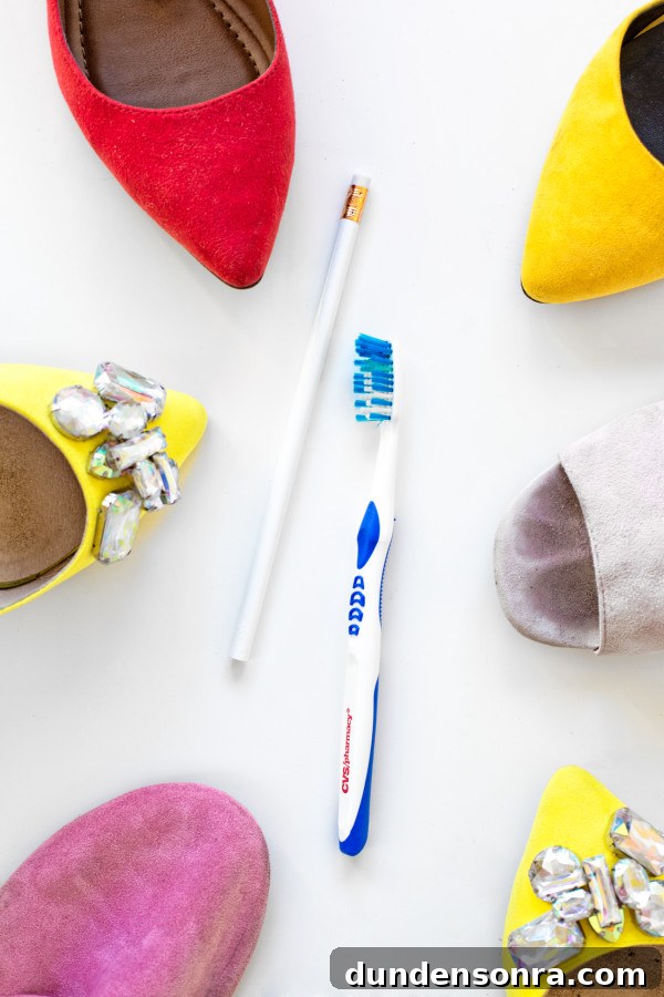 A pencil, toothbrush, and heels