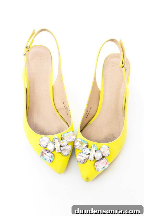 Yellow heels with diamonds