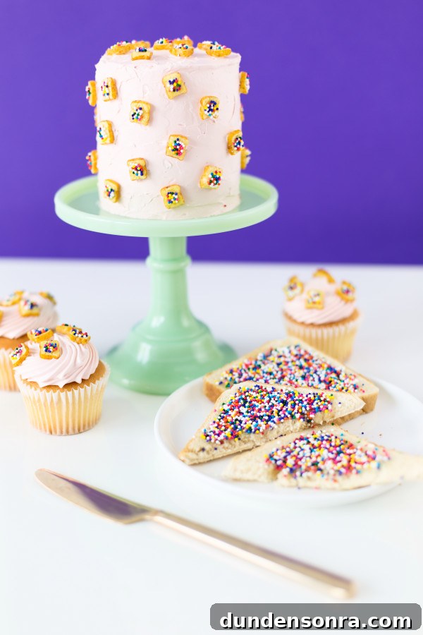 Cake, cupcakes, and bread with sprinkles