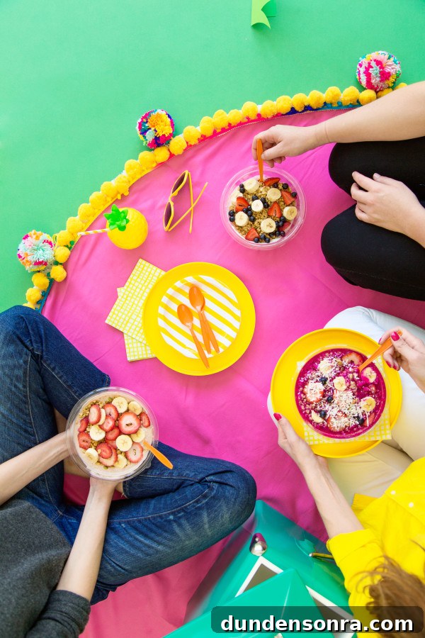 People eating acai bowls