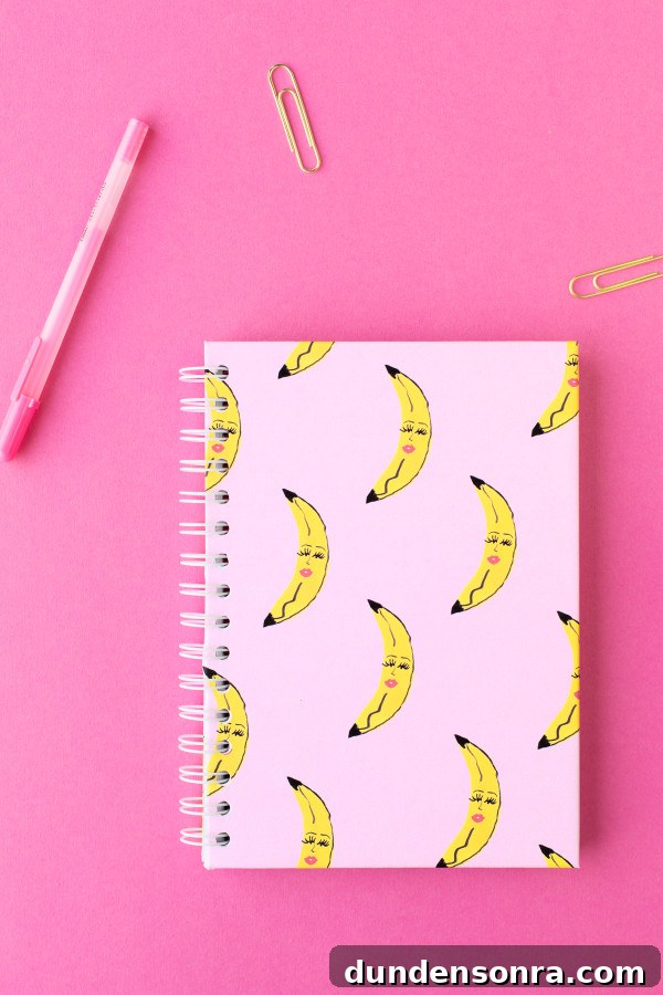Notebook with bananas on it