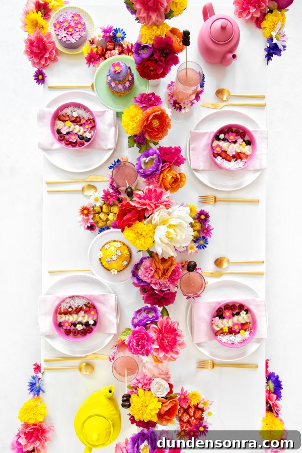 Mother's Day Floral Brunch Ideas to Celebrate Mom 11 A table with colorful decorations on it