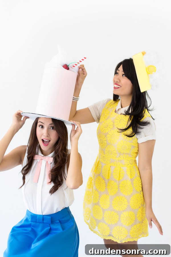 Two girls with hats on