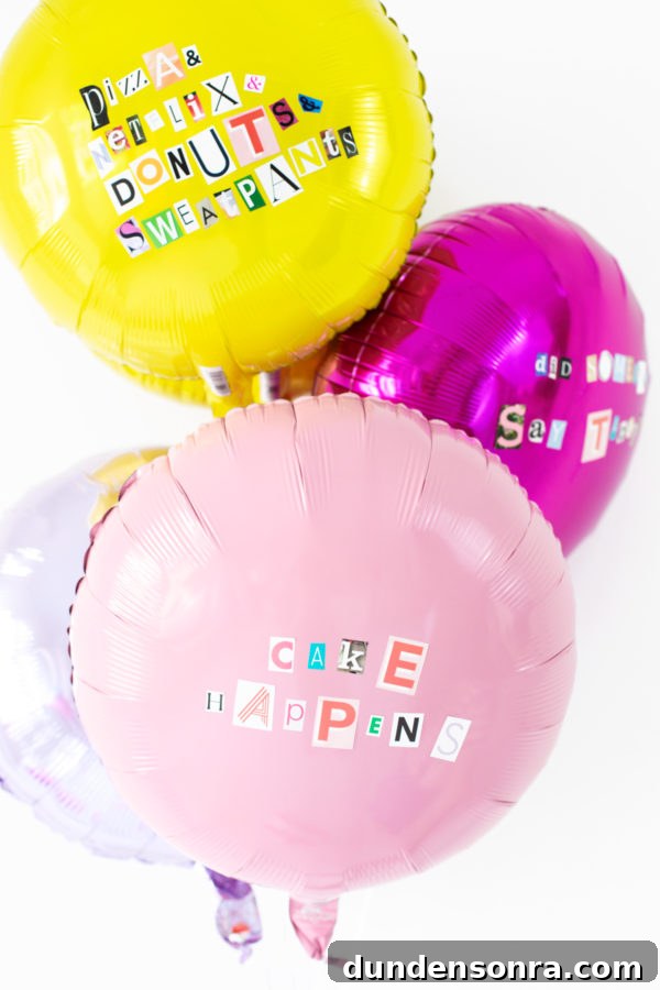 Make Your Own Ransom Note Balloons for Spooky Party Decor 8 Colorful balloons