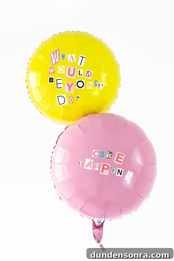 Make Your Own Ransom Note Balloons for Spooky Party Decor 9 Yellow and pink balloons