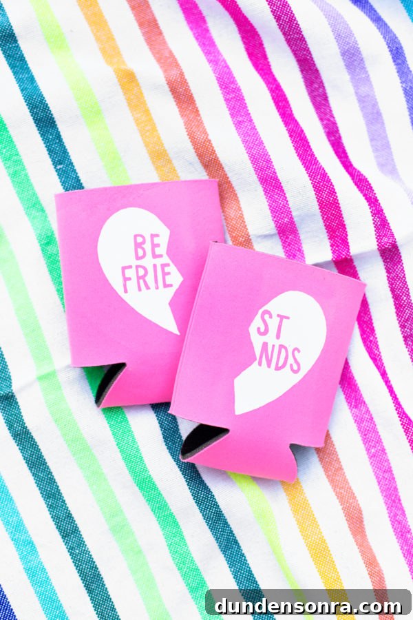 Host a Colorful Backyard Movie Night: Tips for a Magical Outdoor Screening 11 DIY BFF Koozies (Free printable!) | studiodiy.com