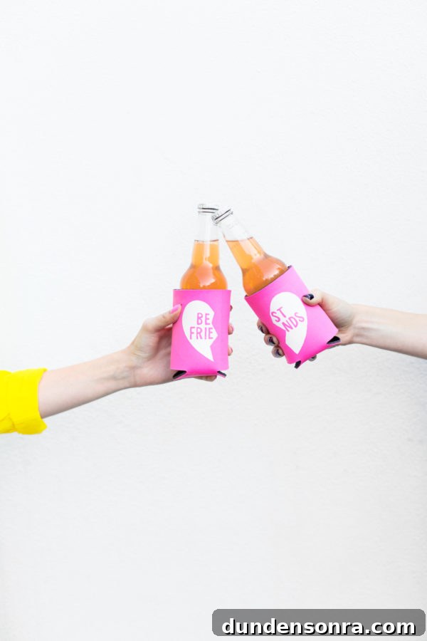 Host a Colorful Backyard Movie Night: Tips for a Magical Outdoor Screening 15 DIY BFF Koozies (Free printable!) | studiodiy.com
