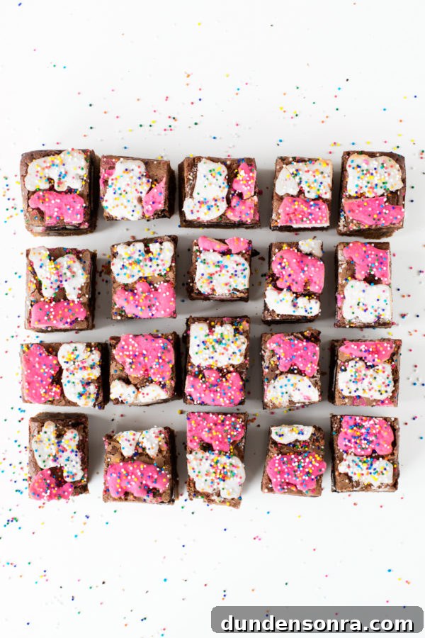 Brownies with animal cookies