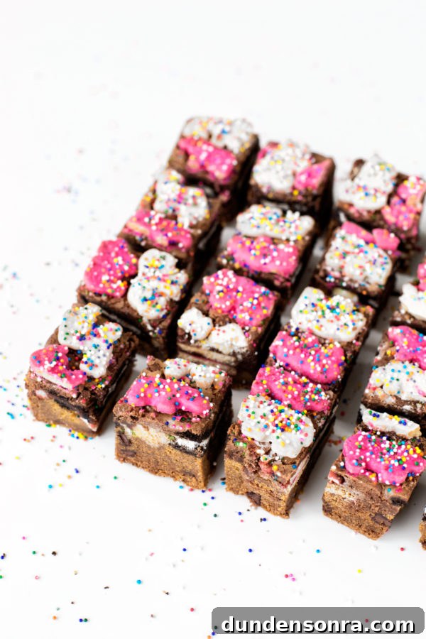 Brownies with animal cookies