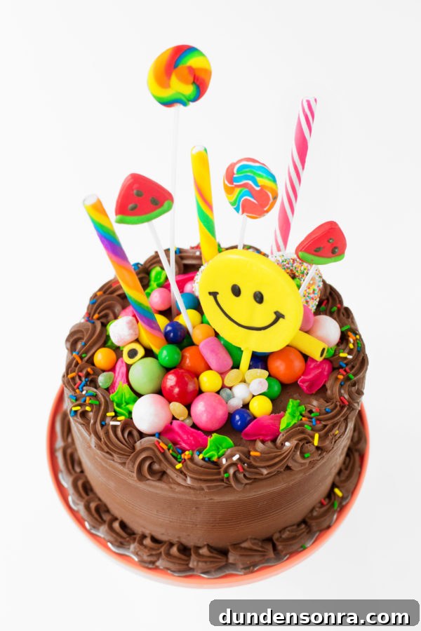 Cakeover: 6 Clever Store-Bought Cake Decorating Hacks 7 A chocolate cake with candy on it