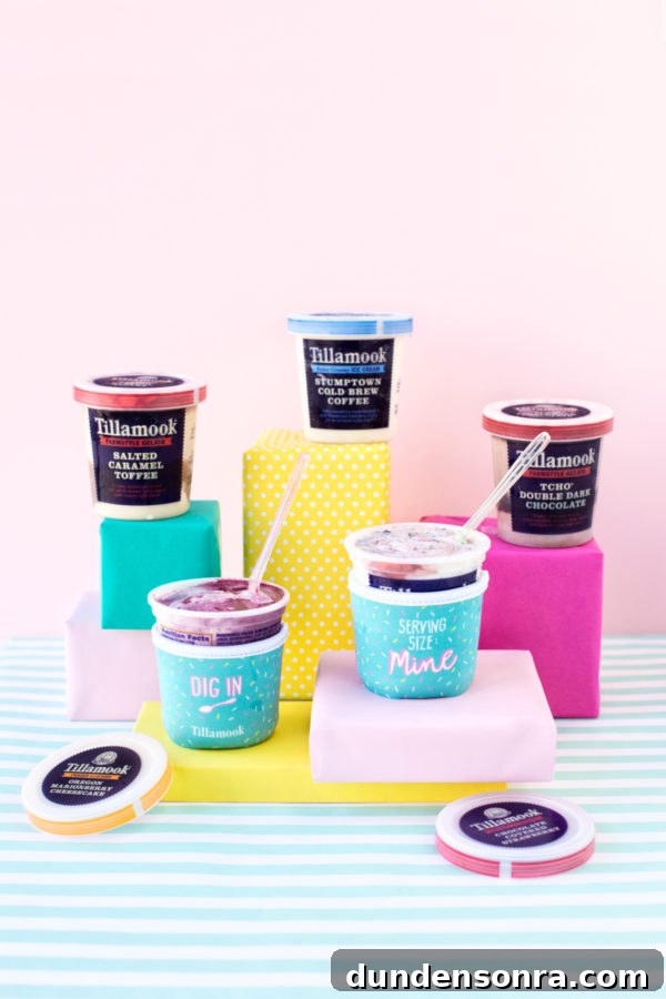 Tubs of Tillamook ice cream