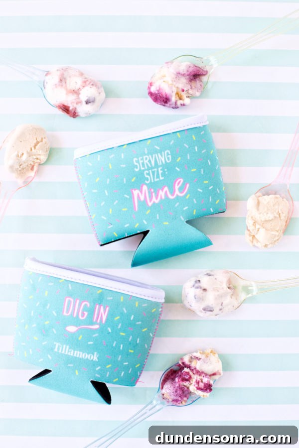 Blue koozie for ice cream
