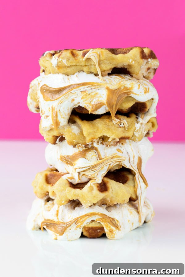 Waffles stacked on top of each other