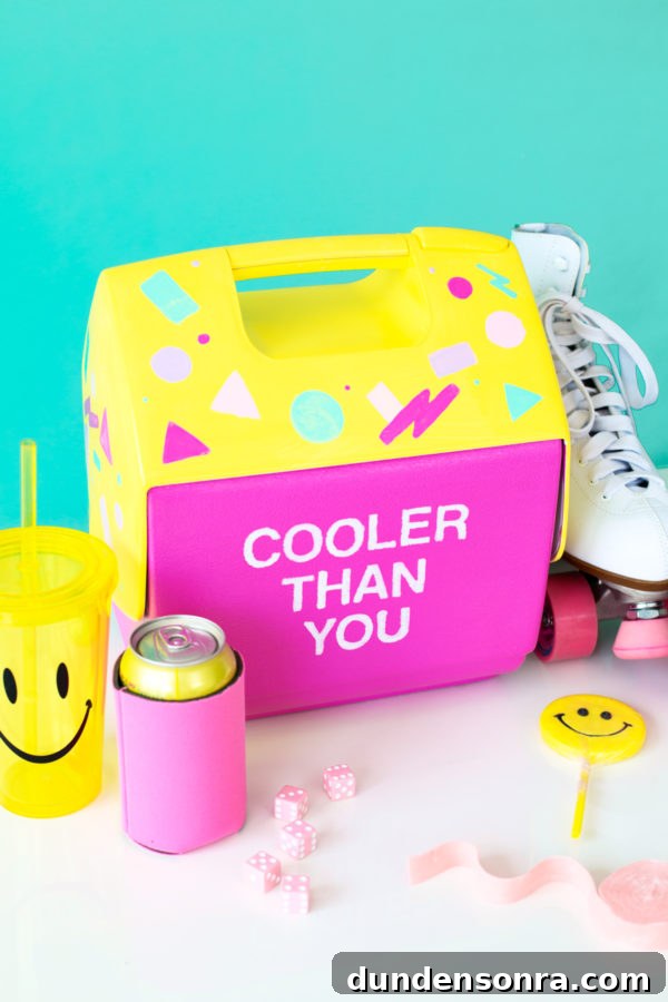 A cooler that says 