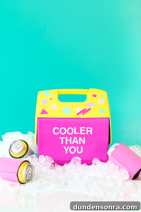 A cooler that says 