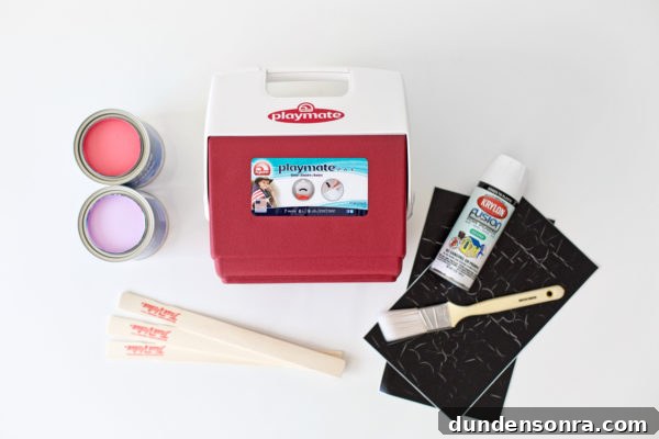 A cooler and craft materials 