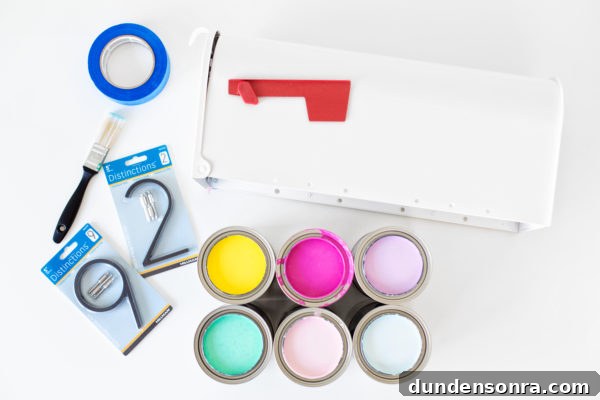 Mailbox and paint cans