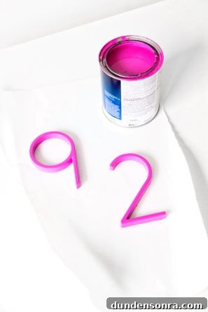 Numbers painted pink