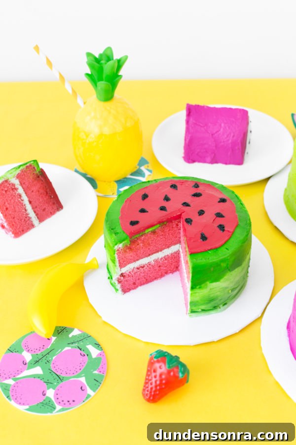 Watermelon cake and slices