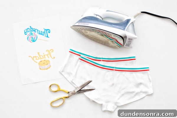 DIY Day-of-the-Week Underwear: Simple Sew-Along for Custom Sets 5 Underwear and an iron
