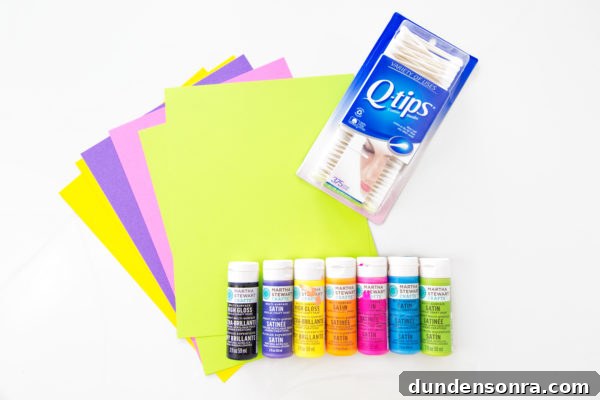 Papers and paint bottles