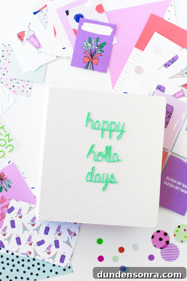 December Daily Mini Kit Reveal: Fun New Holiday Scrapbooking Kit 3 A card that says "happy holla days"