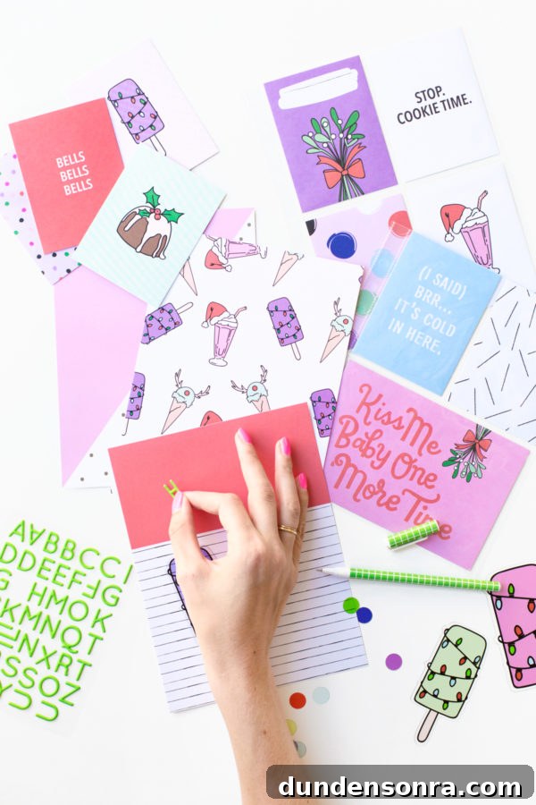 December Daily Mini Kit Reveal: Fun New Holiday Scrapbooking Kit 6 A bunch of colorful cards on a table
