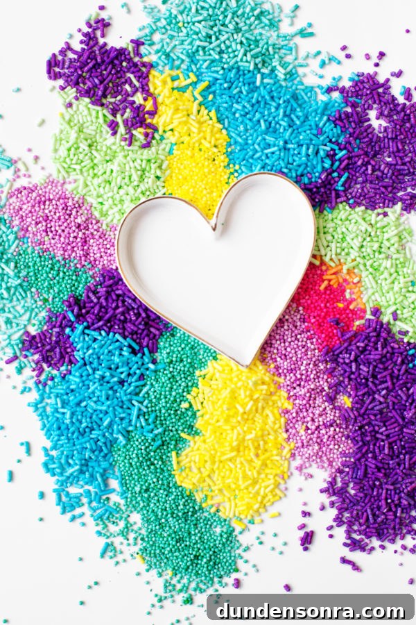 Colorful sprinkles and heart cut out