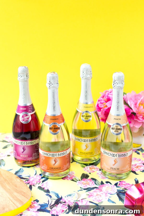 DIY Fruit Drink Markers: Quick Craft Ideas for Parties 3 Colorful bottles of champagne
