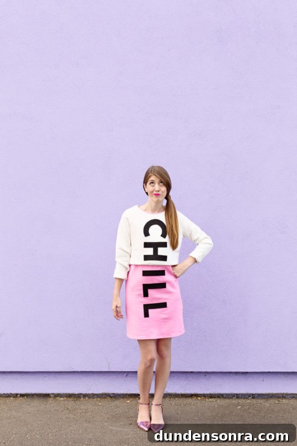 DIY Chill Pill Costume Ideas for Halloween and Parties 7 A woman in a