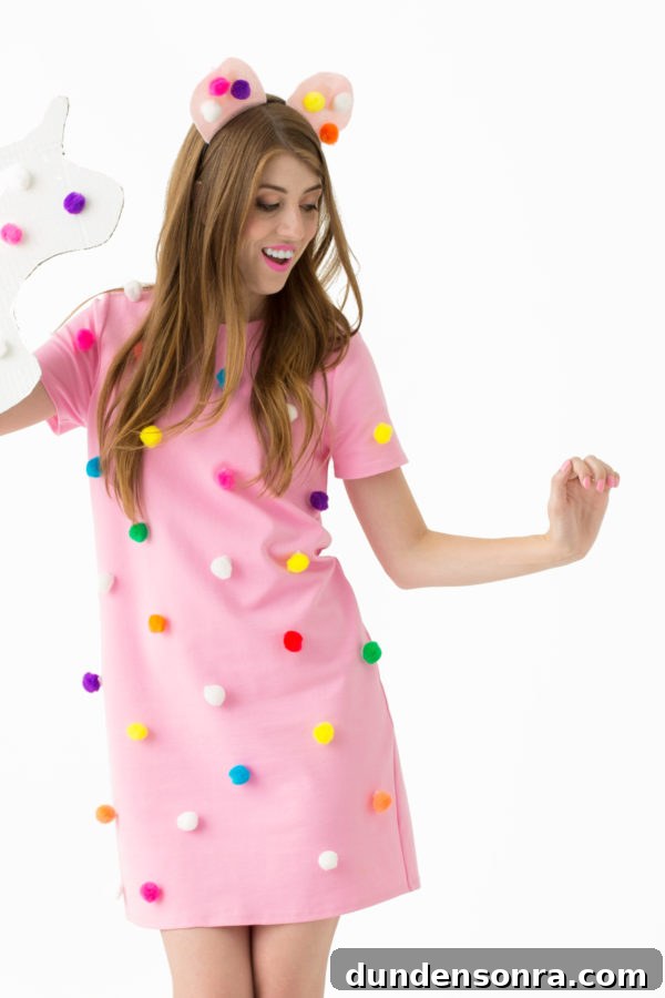 A woman dressed as frosted animal cookies