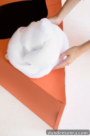 Homemade Pie Slice Costume Ideas for Parties and Halloween 14 Cotton ball on orange cardboard