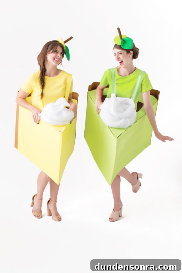 Homemade Pie Slice Costume Ideas for Parties and Halloween 3 Two woman dressed as pie slices